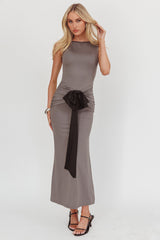 Weekend Vibes Bow Feature Maxi Dress Charcoal