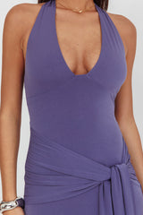 Matchmakers Sash Waist Halter Maxi Dress Taupe