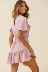 Forever Free Angel Sleeve Drawstring Waist Dress Blush