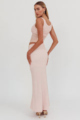Lorely Mesh Waist Maxi Dress Baby Pink