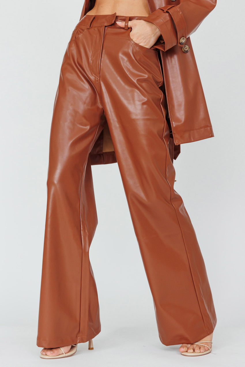 Coussin Faux Leather Pants Terracotta