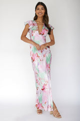 Jannet Keyhole Back Maxi Dress Floral Pink