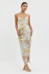 Erryn Tied Back Split Midi Dress Yellow