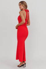 Fire Of Stars Halterneck Maxi Dress Red