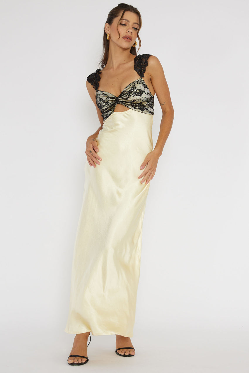 Claribel Lace Bust Maxi Dress Lemon