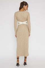 So Emotional Long Sleeve Cut-Out Knit Dress Oat
