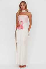 Damsel Reverse Halter Maxi Dress Flower Pink