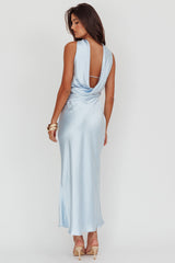 Damsel Reverse Halter Maxi Dress Baby Blue