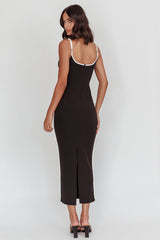 She's A Mystery Piping Trim Maxi Dress Black
