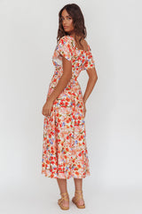 Carynna Flutter Sleeve Maxi Dress Floral Red
