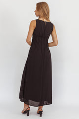 Karine Pintuck Pleat Maxi Dress Black