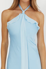 Starlet Halterneck Sash Maxi Dress Baby Blue