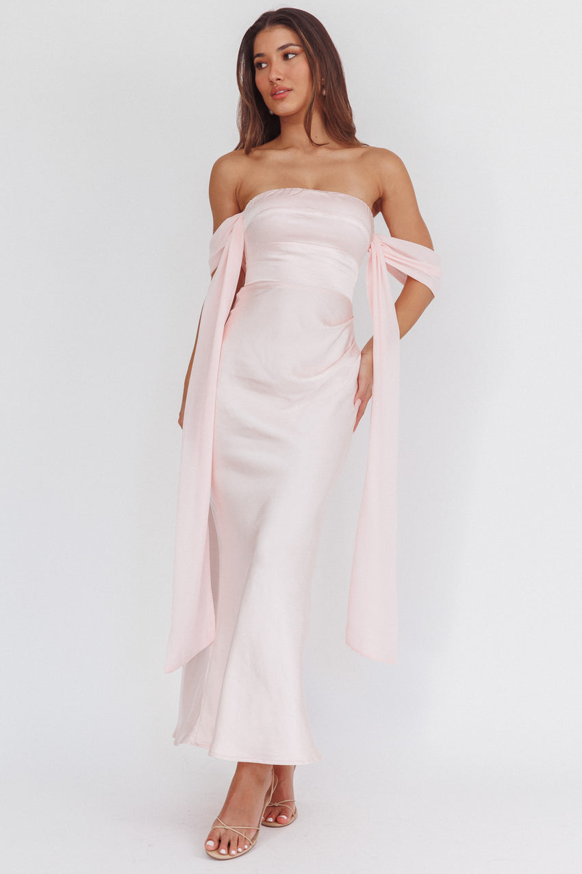 Odayah Draped Sleeve Maxi Dress Pink