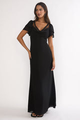 Elorin Lace Trim Maxi Dress Black