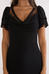Elorin Lace Trim Maxi Dress Black