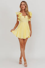 Sunday Dreams Ruffle Strap Mini Dress Yellow
