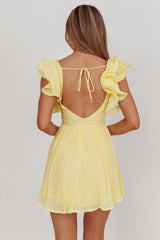 Sunday Dreams Ruffle Strap Mini Dress Yellow