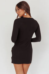 No Competition Oversized Flower Mini Dress Black