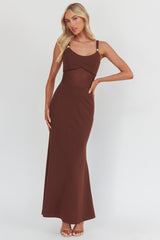 Shelbie Sheer Waist Maxi Dress Chocolate
