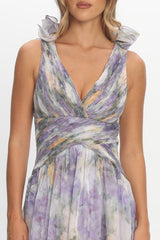 Lys Lace-Up Back Maxi Dress Print Lavender