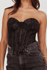 Ziah Hook & Eye Corset Top Black