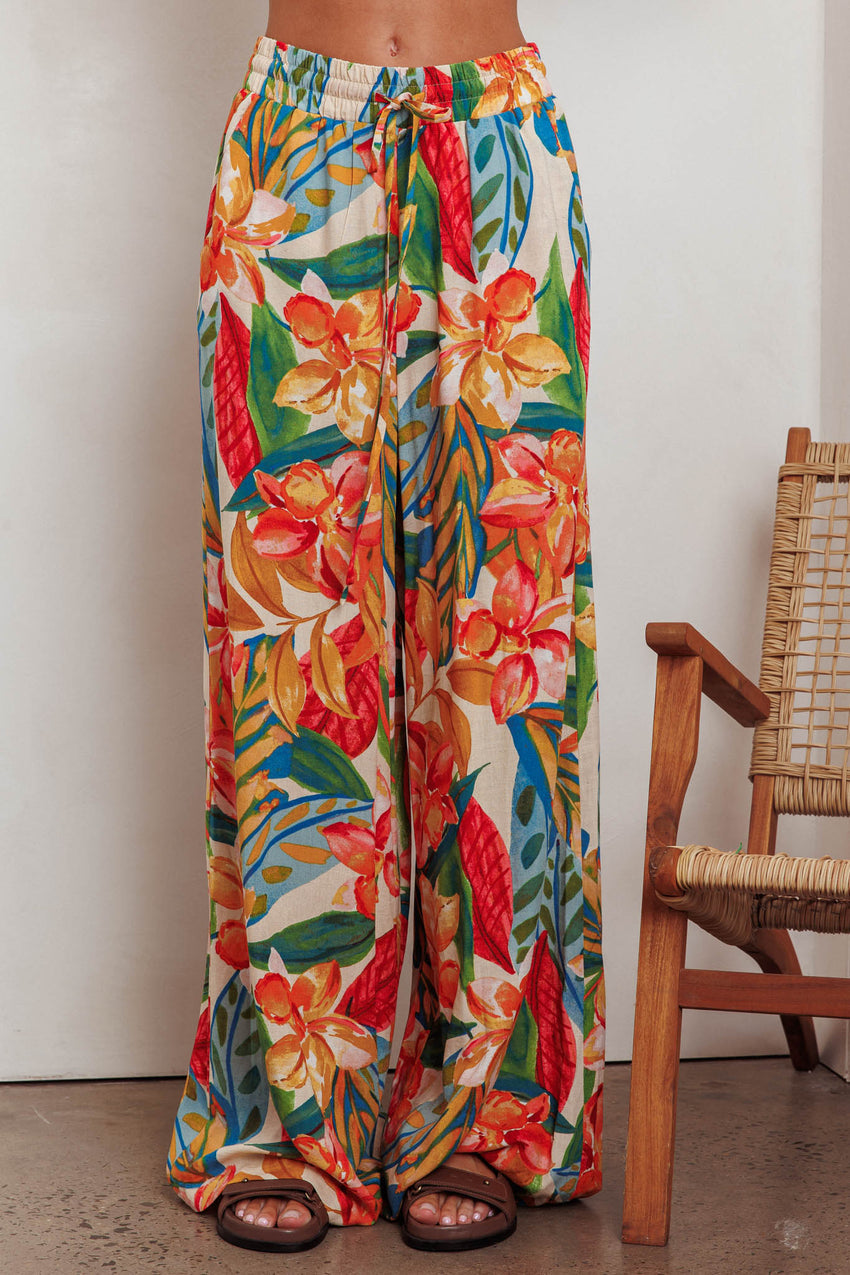 Marula Wide Leg Drawstring Pants Botanical