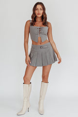 Swoon Lace-Up Corset Top Grey