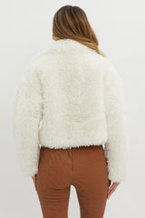 St Moritz Notch Lapel Fur Jacket White