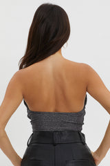 Milky Way Strapless Sparkle Bodysuit Silver
