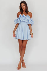 Kailynn Off-Shoulder A-Line Mini Dress Blue