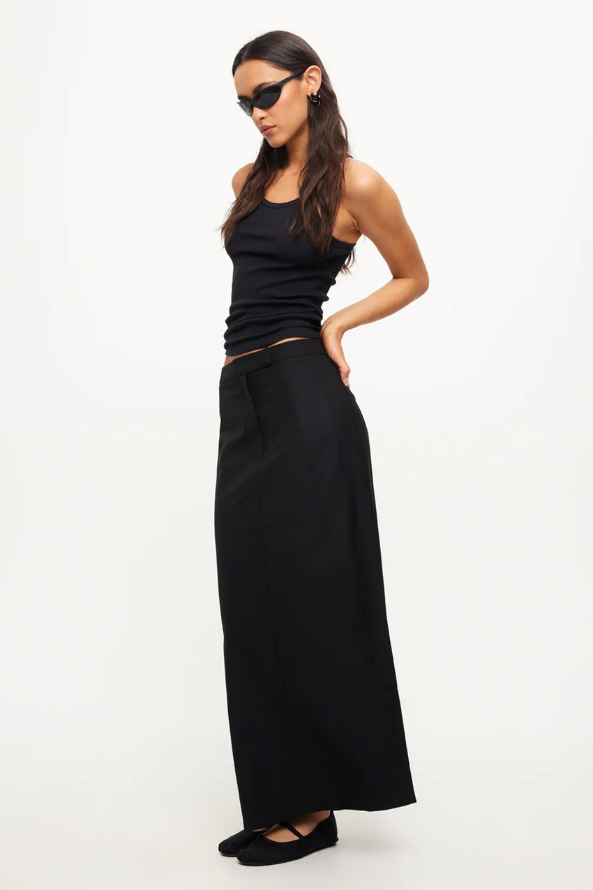 LIONESS Minimalist Maxi Skirt Onyx
