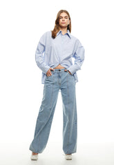 LIONESS Boyfriend Shirt Blue