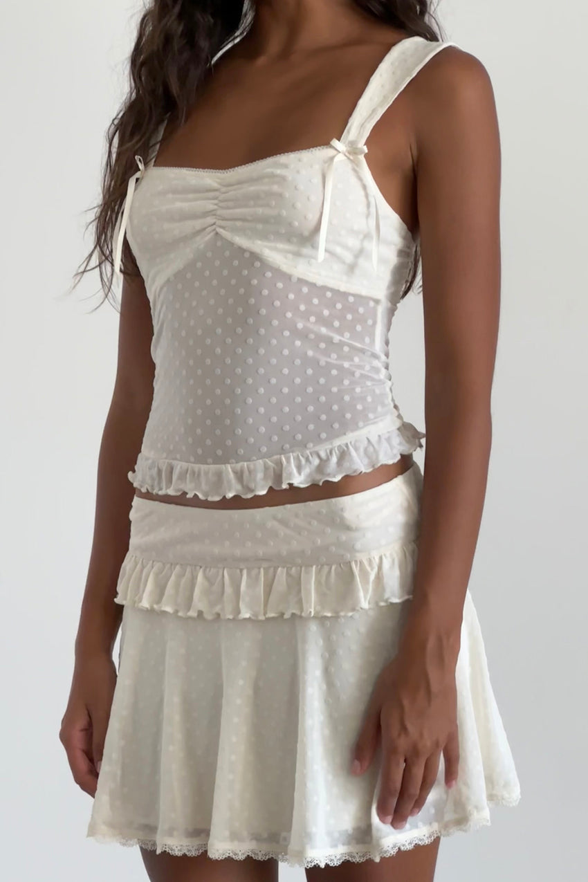 Bartila Top In Ivory Polka Flock