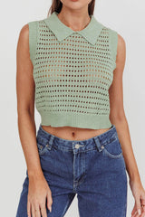 Daithi Collared Sleeveless Knit Top Mint