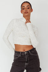 Plato High Neck Crop Top Off White