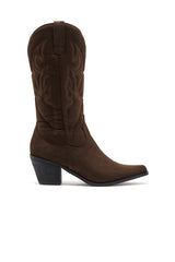 THERAPY Clayton Cowboy Boot Chocolate Faux Suede