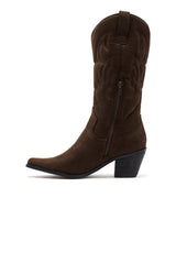 THERAPY Clayton Cowboy Boot Chocolate Faux Suede