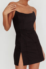 Luann Scoop Neckline Strapless Mini Dress Black