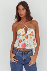 Asiah Halter Neck Top Floral White