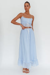 Maidens Tie Detail Overlock Maxi Skirt Cloud Blue