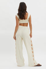 Maghan Side Print Long Pants Beige