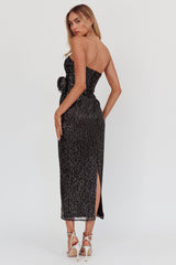 Calia Rose Accent Sequin Midi Dress Black