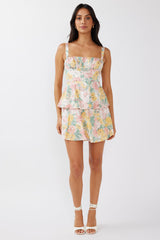 Provence Bloom Tiered Mini Dress Multi Blush
