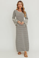 Meredith Long Sleeve Cut-Out Maxi Dress Cream Black