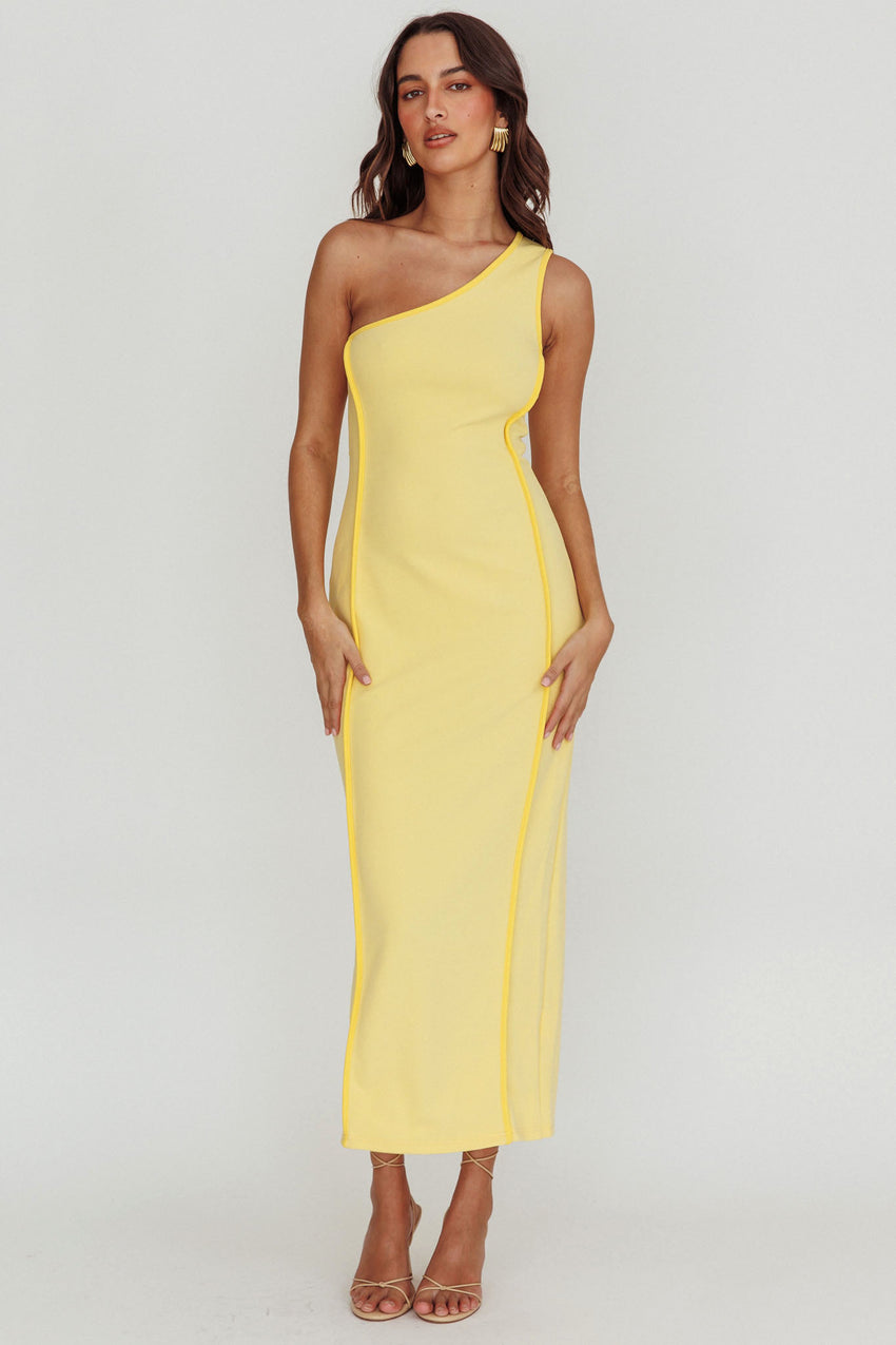 Ivanka One Shoulder Piping Dress Yellow
