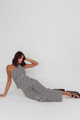 Golden Beach Wide Leg Pants Stripe Black