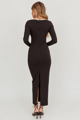 Moonglade Long Sleeve Bodycon Maxi Dress Black