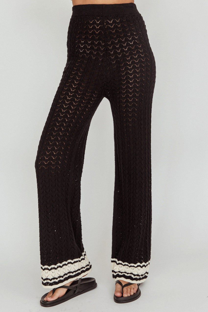 Rhodes Cotton Straight Leg Knit Pants Black