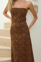 Artice Strapless Maxi Dress Lace Chocolate