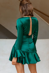 Khandi Long Sleeve Ruffle Wrap Dress Jade